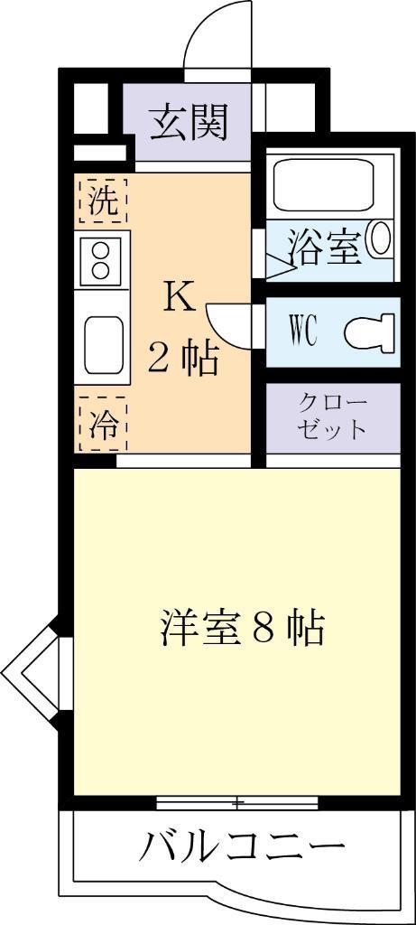 ベルストーン21(1K/2階)の間取り写真