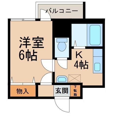 パリ・シャトー本町(1K/3階)の間取り写真