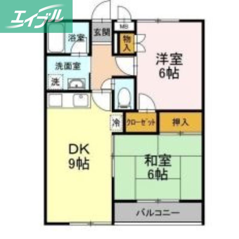 セブンアルコB(2DK/2階)の間取り写真