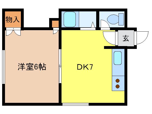 サニープレイス(1DK/2階)の間取り写真