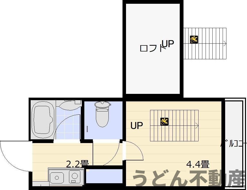 高松琴平電鉄志度線 八栗駅 徒歩5分 2階建 築35年(1K/1階)の間取り写真