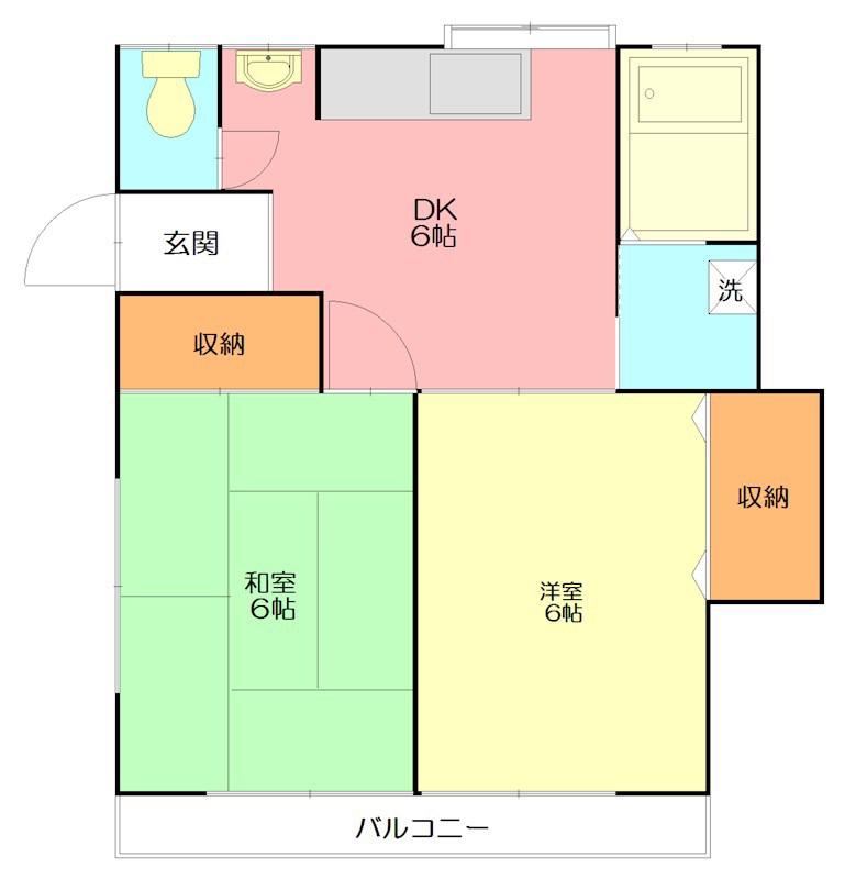 コーポ新倉(2DK/1階)の間取り写真