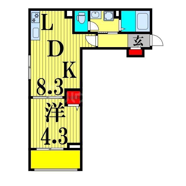 FUKU STAGE(1LDK/2階)の間取り写真
