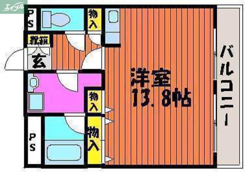 ブランカ新屋敷(ワンルーム/3階)の間取り写真
