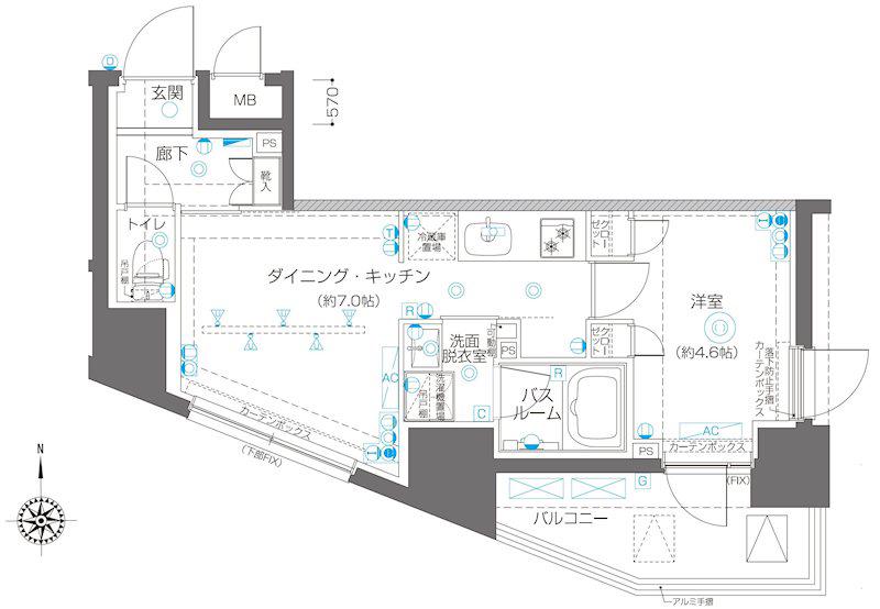 ZOOM高田馬場(1DK/8階)の間取り写真