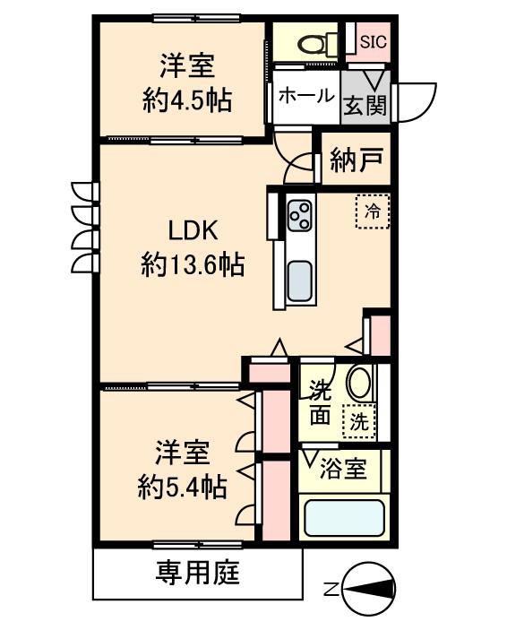 CASA TOA(2LDK/2階)の間取り写真