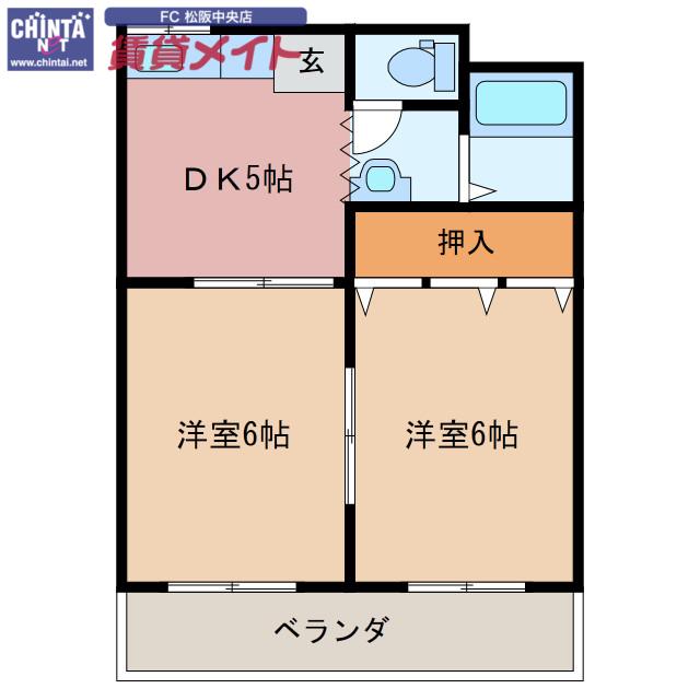 ビオラ第一ビル(2DK/5階)の間取り写真