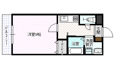 SPACE八重(1K/3階)の間取り写真