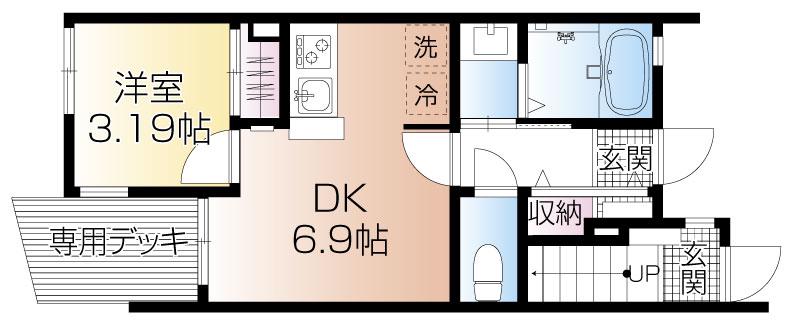 CS GARDEN秋津(1DK/1階)の間取り写真