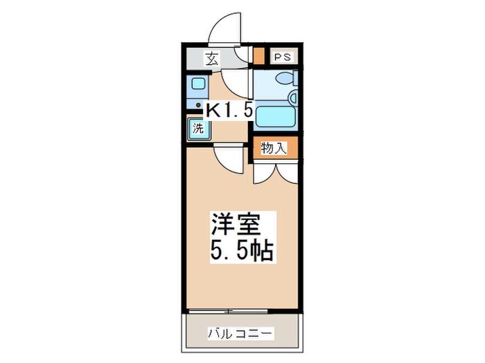クロノス座間(1K/2階)の間取り写真