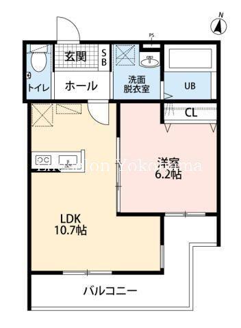 ヴェルデフラット弘明寺(1LDK/3階)の間取り写真