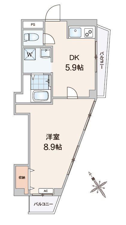 コーポラス鹿浜(1DK/3階)の間取り写真