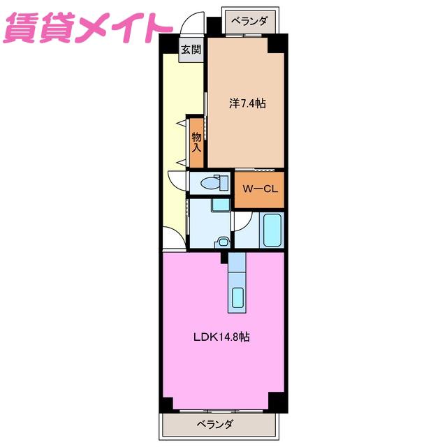 MS MANSION(1LDK/8階)の間取り写真