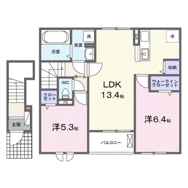 メティス(2LDK/2階)の間取り写真