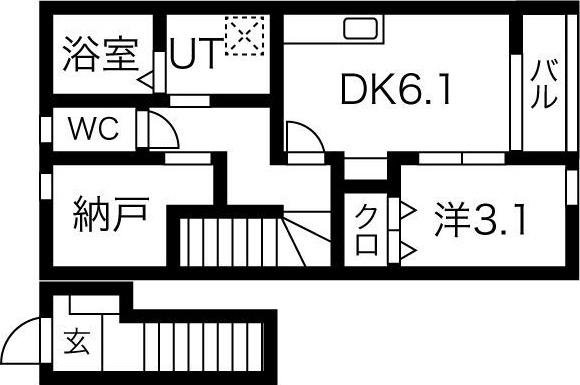 ポルトボヌール(1SDK/2階)の間取り写真