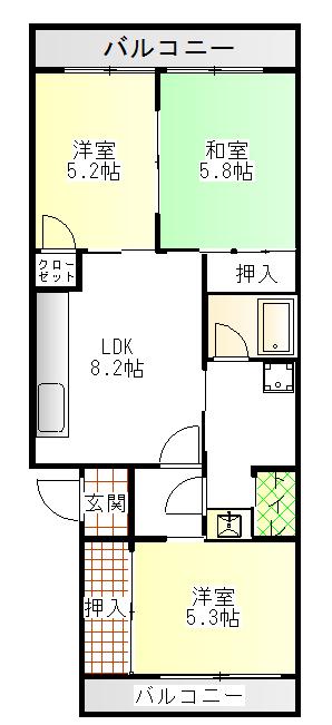 リュミエールA(3LDK/2階)の間取り写真