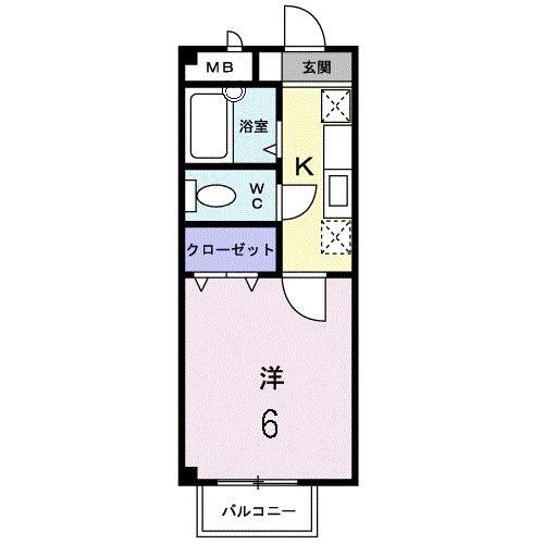 ミニヨン・T・I(1K/2階)の間取り写真