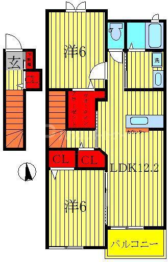 ラ ポワールI(2LDK/2階)の間取り写真