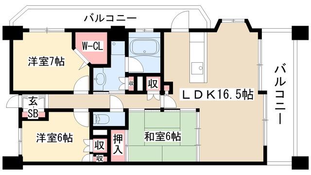 レジディア泉(3LDK/12階)の間取り写真