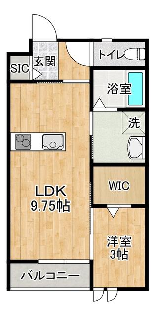 RAINBOW TAKATSU(1LDK/1階)の間取り写真