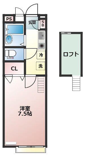 メインシティガーデン レジデンス吉川(1K/1階)の間取り写真