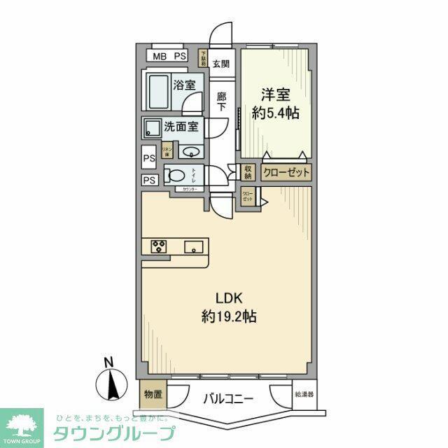 横浜ハイタウン 1号棟(1LDK/6階)の間取り写真