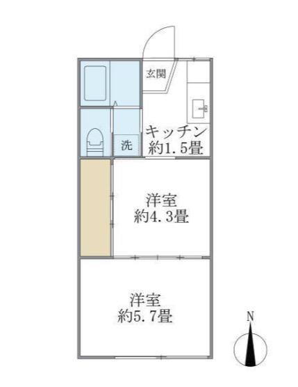 共永コーポ B棟(2K/1階)の間取り写真