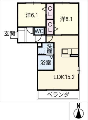 マイタウンハウスF(2LDK/3階)の間取り写真