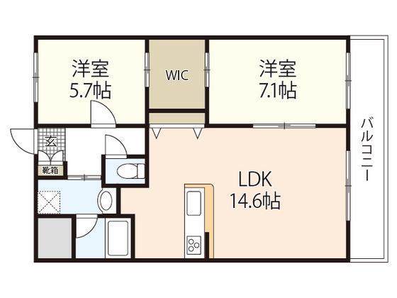 アメニティ御薗宇参番館(2LDK/2階)の間取り写真