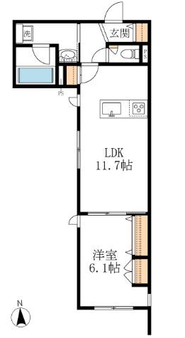 AF ハウオリ エビナ(1LDK/1階)の間取り写真
