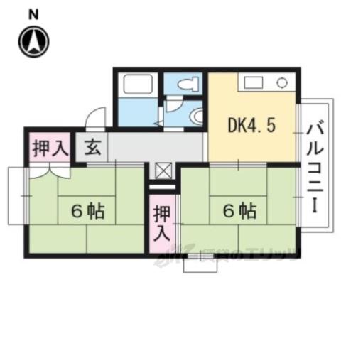 セジュール久貝A棟(2DK/1階)の間取り写真