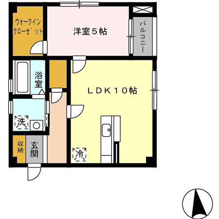 プリンセスコート(1LDK/2階)の間取り写真