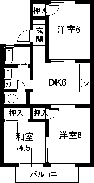 セントラル南(3DK/2階)の間取り写真