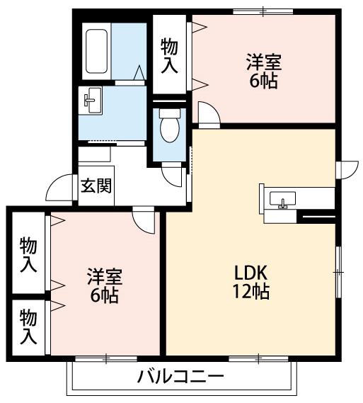 ルミエール稲垣A(2LDK/2階)の間取り写真
