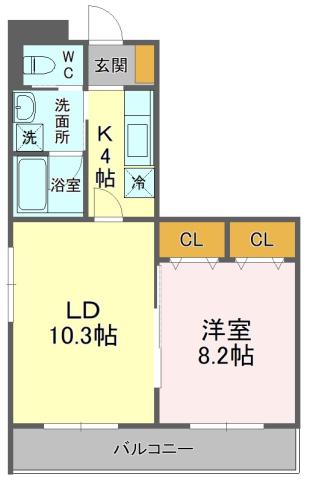 FLECHIR COURT 森下町(1LDK/3階)の間取り写真