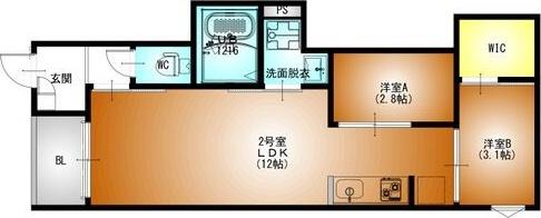 REGALEST DUO(2LDK/1階)の間取り写真