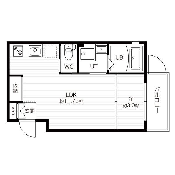 コティ山下町(1LDK/2階)の間取り写真