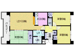 リーセント住吉(3LDK/2階)の間取り写真