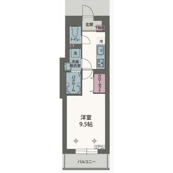 ベルウッドII(1K/4階)の間取り写真