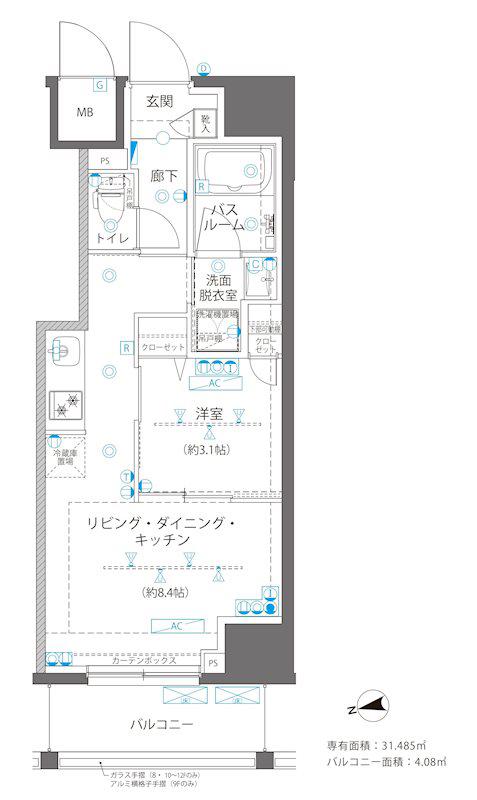 ZOOM浅草ウエスト(1LDK/9階)の間取り写真