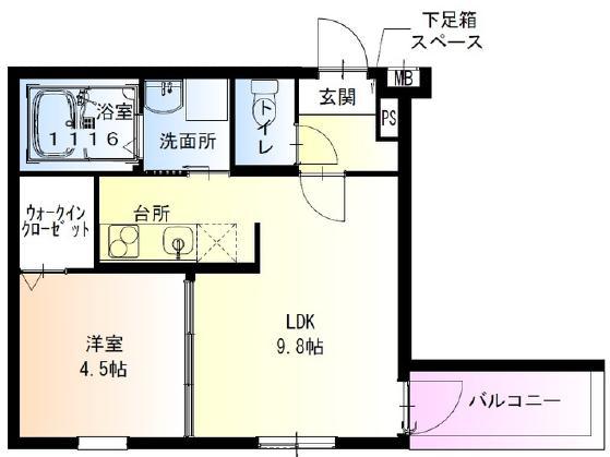フジパレス夙川香櫨園ノース(1LDK/1階)の間取り写真