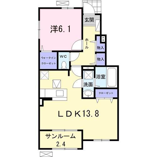 コートヤードIX(1LDK/1階)の間取り写真