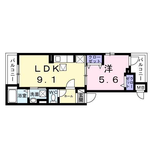 ベル ハイツ(1LDK/1階)の間取り写真