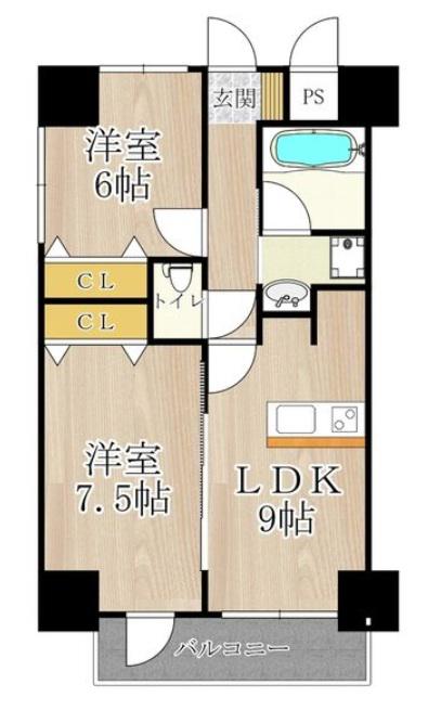 BGC難波タワー(2LDK/8階)の間取り写真