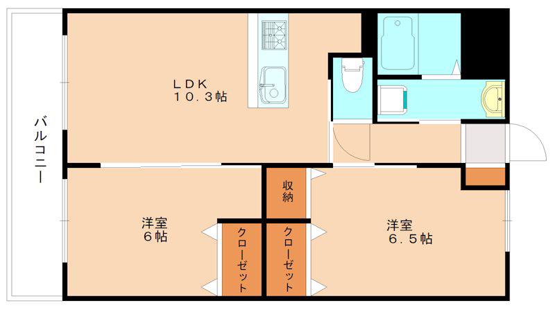 エヴァーグリーンN(2LDK/8階)の間取り写真