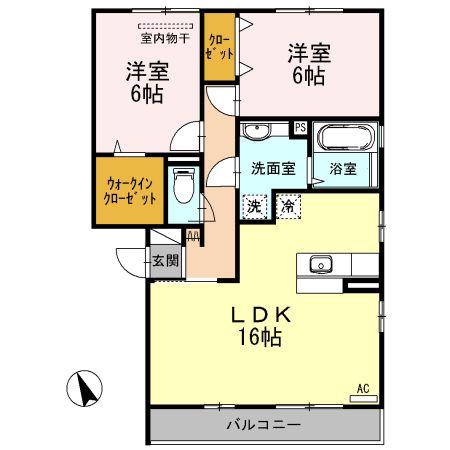 アルト ポンテ ドゥーエ A棟(2LDK/2階)の間取り写真