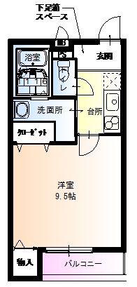 フジパレス田辺イースト(1K/1階)の間取り写真