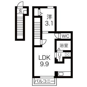 LESSOR富沢(1LDK/2階)の間取り写真