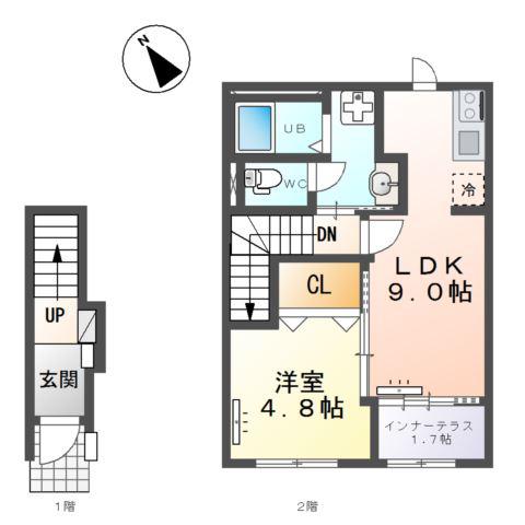 大曽根原町アパート(1LDK/2階)の間取り写真