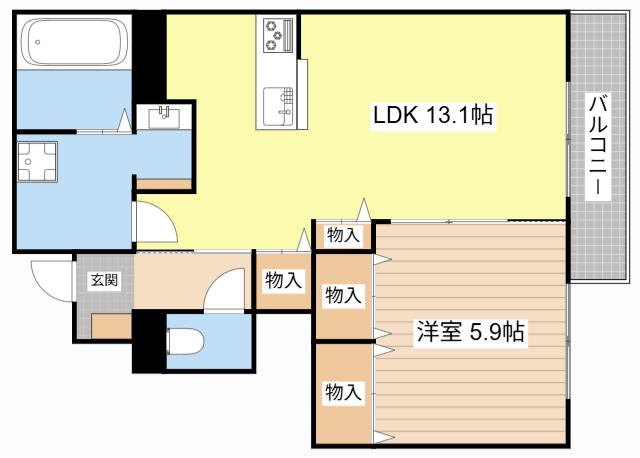 ＪＲ東海道本線 野洲駅 徒歩59分 2階建 新築(1LDK/1階)の間取り写真